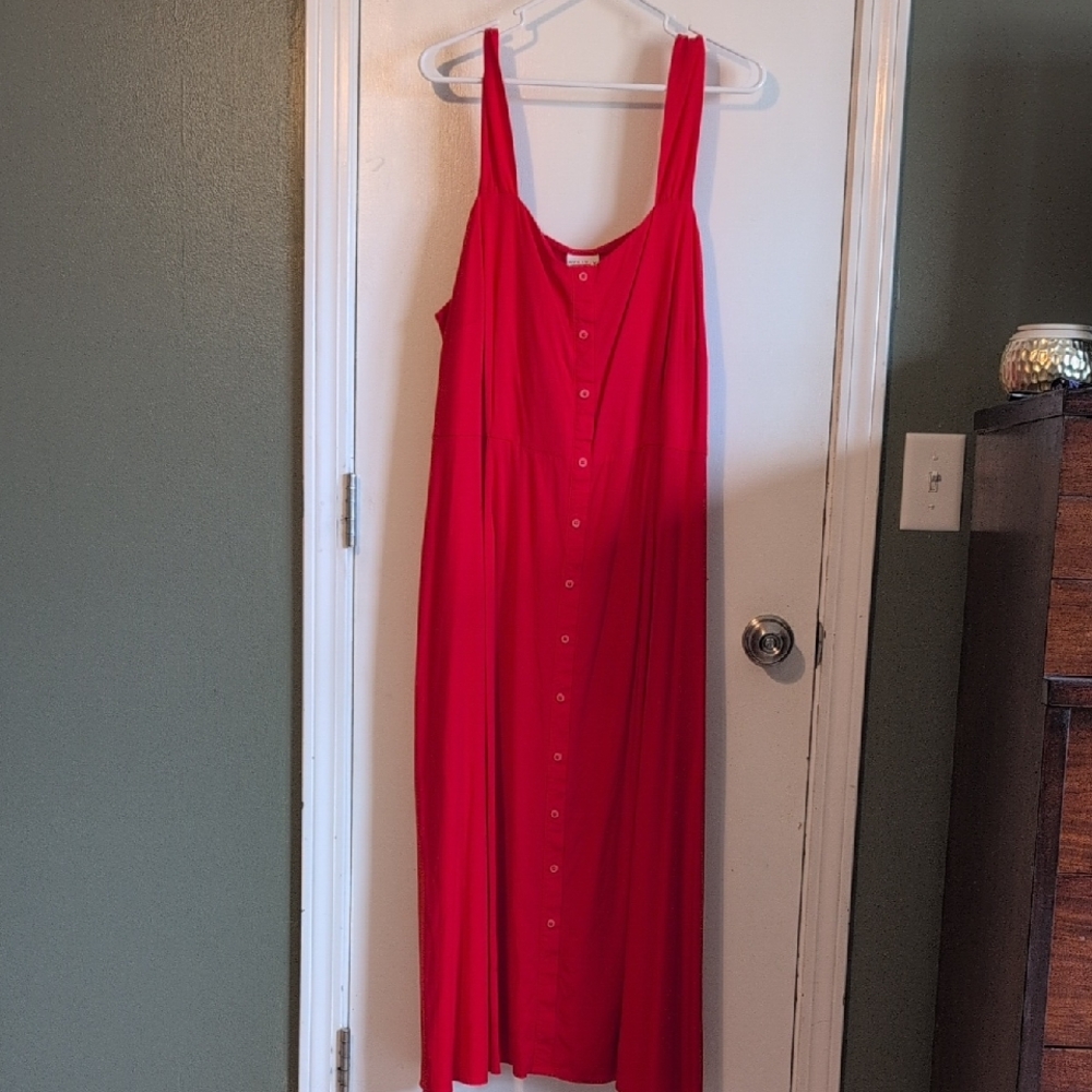 Ava & Viv Bright Red Button-Front Maxi Dress